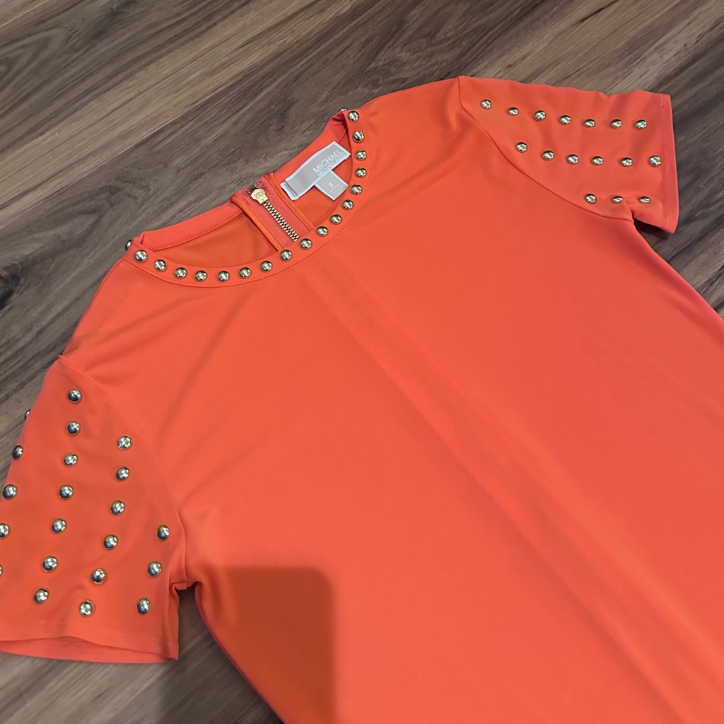 Michael Michael Kors Orange Studded T-Shirt Dress